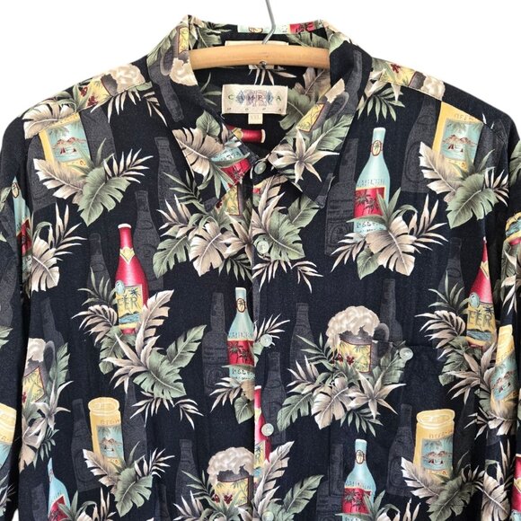 Campia Moda Mens Hawaiian Shirt Button-Down Beer & Skull Print Black XXL - Picture 7 of 10